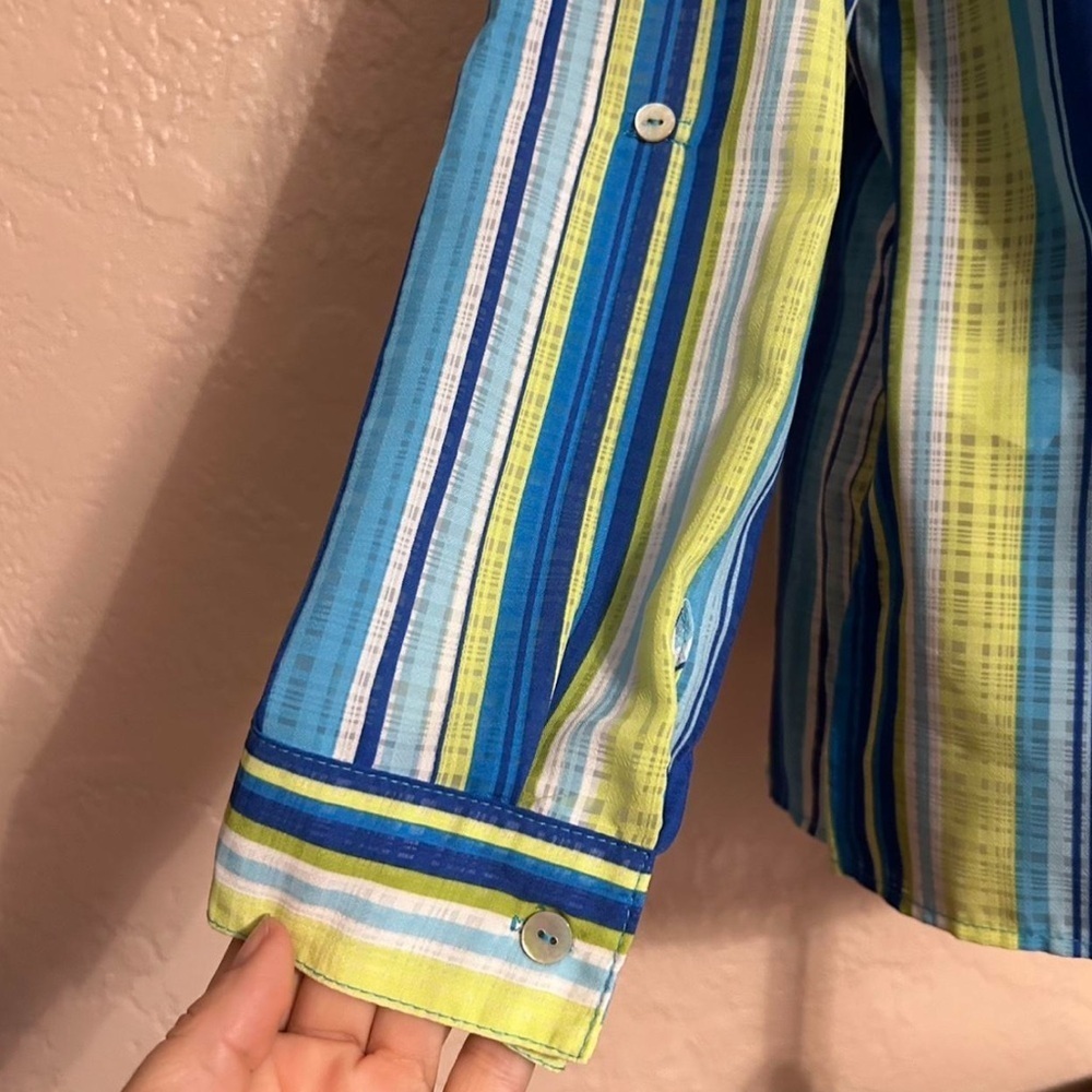 Kim Rogers Colorful Striped Button-Up Shirt - Picture 4 of 7